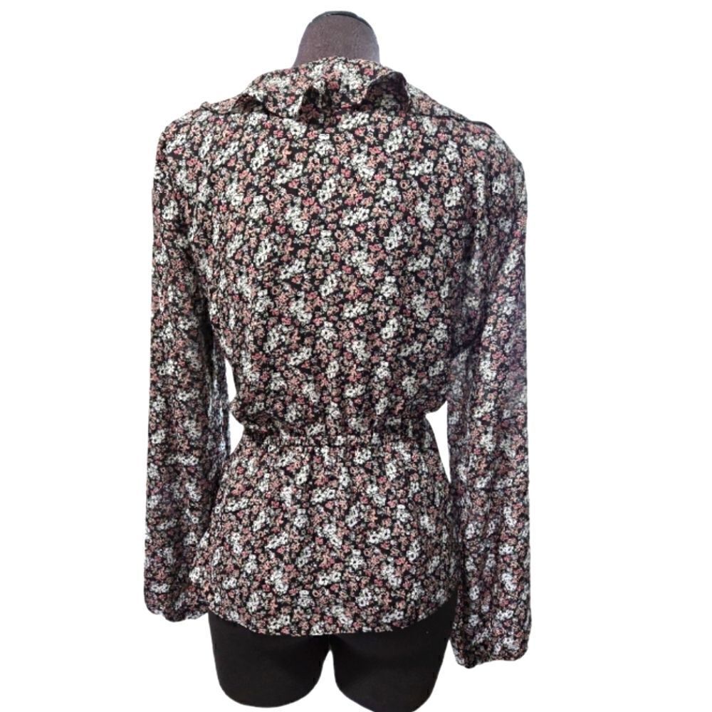 EC MAX STUDIO FLORAL WRAP SHIRT W/ ELASTIC WAIST SZ.L - Picture 3 of 6